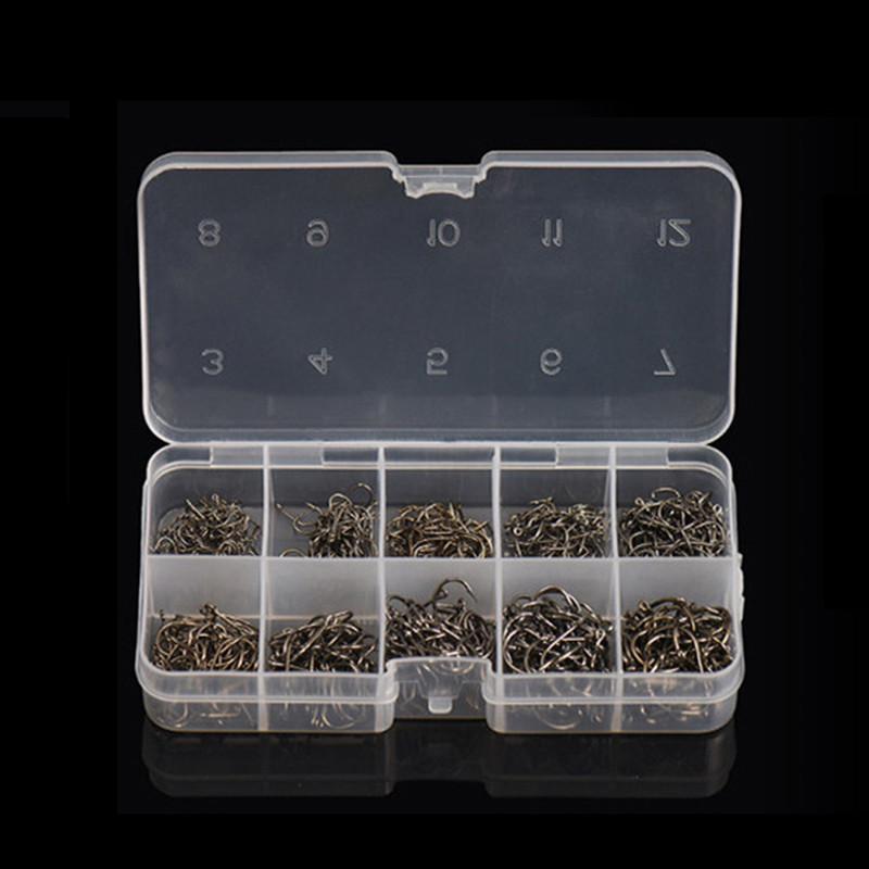 LEO 600PCS/BOX High Carbon Steel Fishing Hooks Sharp Barbed Circle   3#-12#